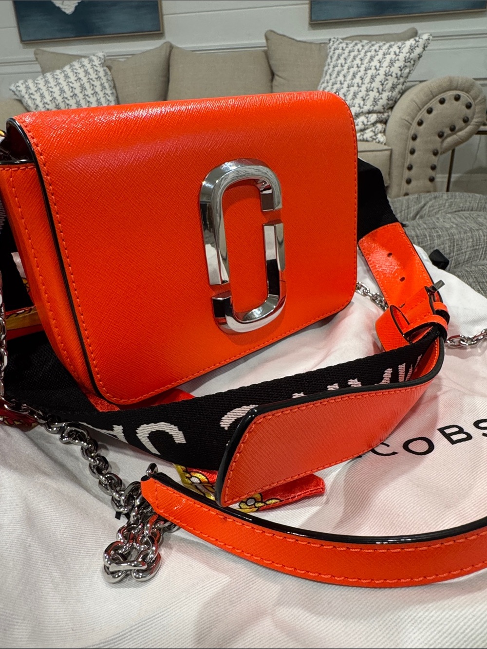 Marc Jacobs Bag Snapshot Small Crossbody Fanny Pack Belt Bag Orange Logo Strap - Picture 3 of 17